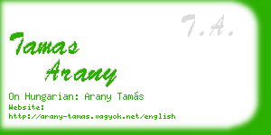 tamas arany business card